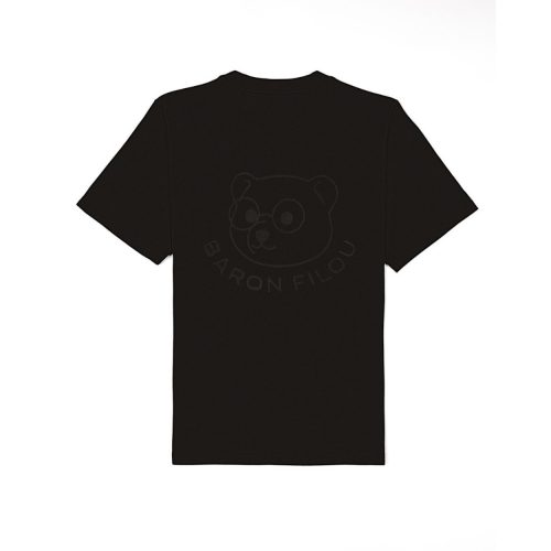 Organic Oversized T-Shirt with Head Embroidery - Black