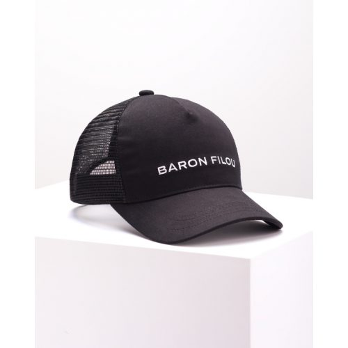 SS24 Trucker Cap, embroidered BARON FILOU logo in white - Black