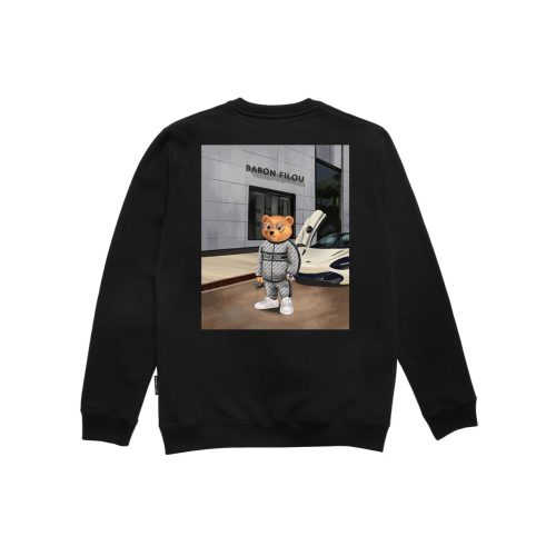 FW24 Organic Oversized Pullover Poster Backprint, Filou CXVII. - Black