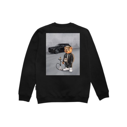 FW24 Organic Oversized Pullover Poster Backprint, Filou LXXXIV. - Black