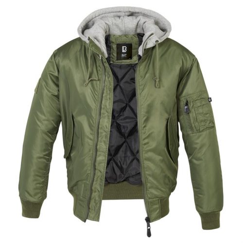 Brandit MA1 Sweat Hooded Jacket - olive/grey