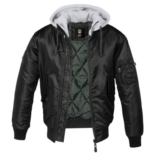 Brandit MA1 Sweat Hooded Jacket - black/grey