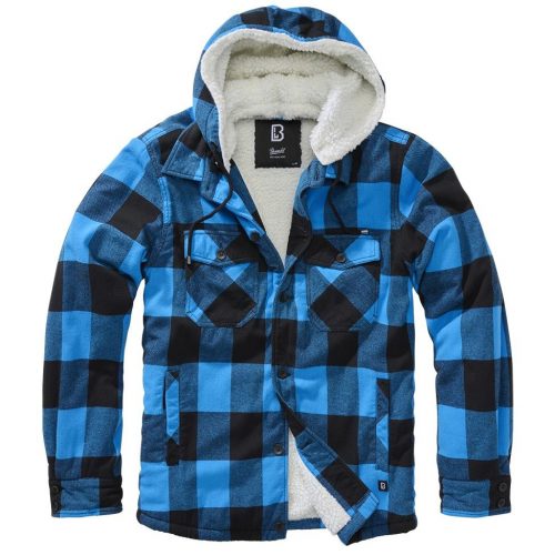 Brandit Lumber Jacket Hooded - black/blue