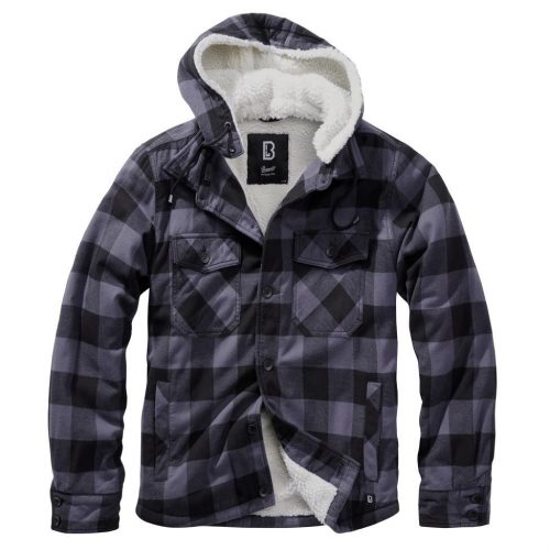 Brandit Lumber Jacket Hooded - black/grey