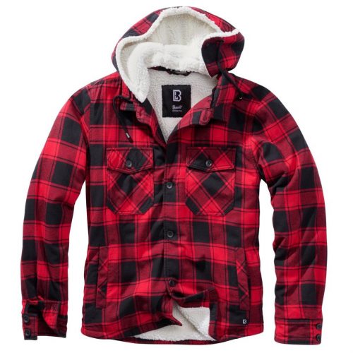 Brandit Lumber Jacket Hooded - red/black 