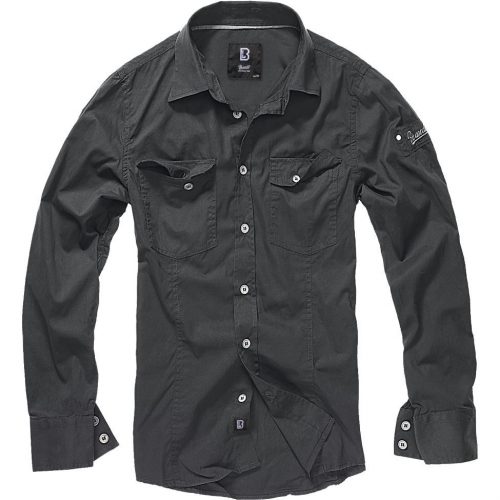 Brandit Slim Fit Shirt Long Sleeve  - black