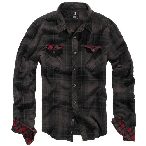 Brandit Duncan Check Shirt Long Sleeve - brown/black