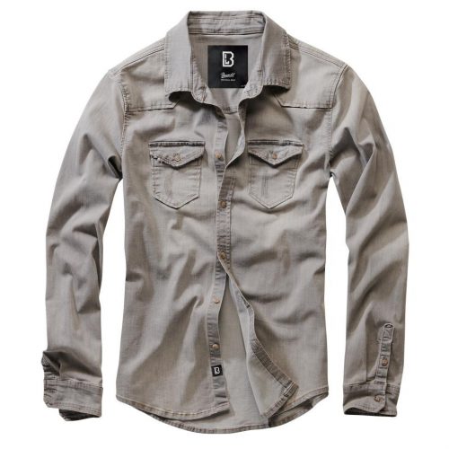 Brandit Riley Denim Shirt Long Sleeve - grey denim