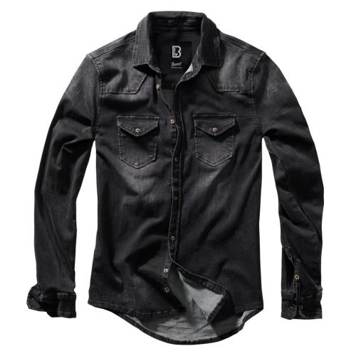 Brandit Riley Denim Shirt Long Sleeve - black