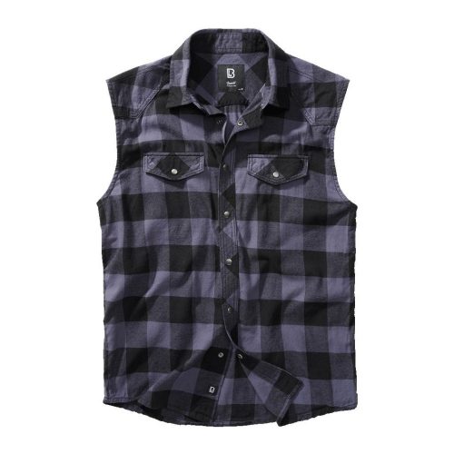 Brandit Check Shirt Sleeveless - black/grey