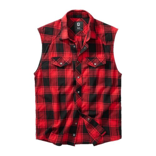 Brandit Check Shirt Sleeveless - red/black 