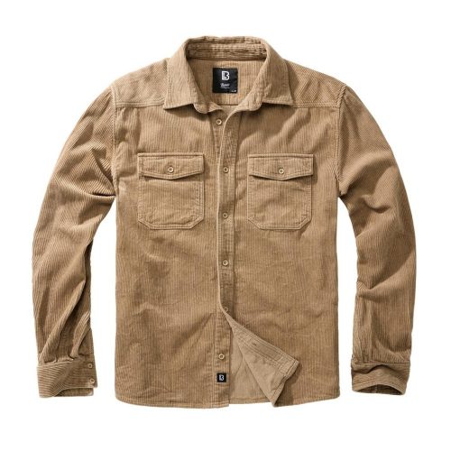 Brandit Corduroy Classic Shirt Long Sl - camel