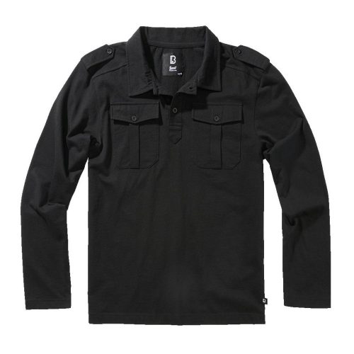 Brandit Willis Poloshirt Long Sleeve - black