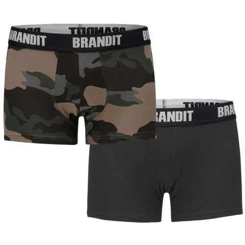 Brandit Boxer Shorts Logo 2 Pack - darkcamo/black