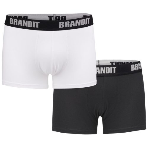 Brandit Boxer Shorts Logo 2 Pack - white/black