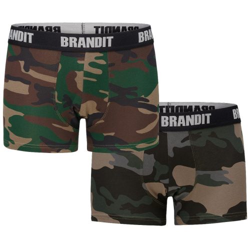 Brandit Boxer Shorts Logo 2 Pack - woodland/darkcamo