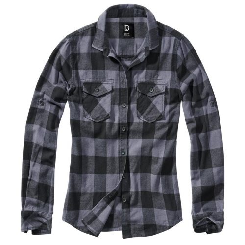 Brandit Women Amy Flannel Shirt Long S - black/grey