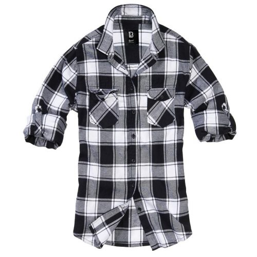 Brandit Women Amy Flannel Shirt Long S - white/black