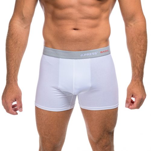 J.PRESS BASIC - bevarrt gumis pamut boxer - White