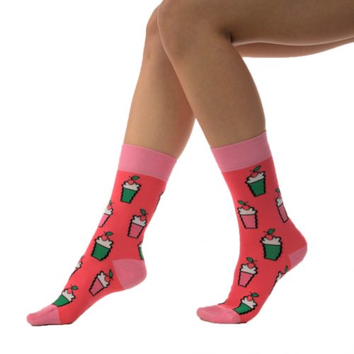 J. Press FUNNY Socks - női mintás pamut zokni - Pink